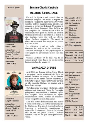 Semaine Claudia Cardinale Juillet 2026