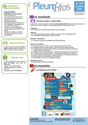 Pleum'infos du 3 juillet 2026