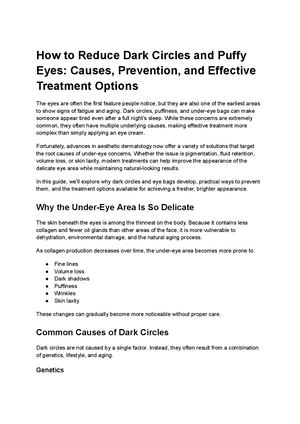 How To Reduce Dark Circles And Puffy Eyes Causes, Prevention, And Effective Treatment Options
