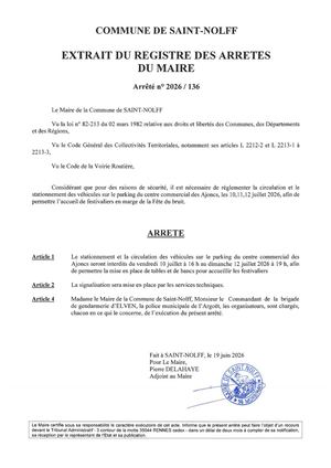 2026 136 COMMUNE Parking Centre Commercial 10 Au 12 Juillet