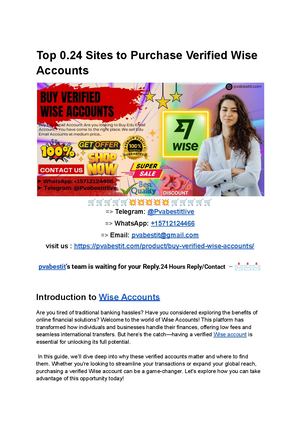 Top 0 24 Sites To Purchase Verified Wise Accounts