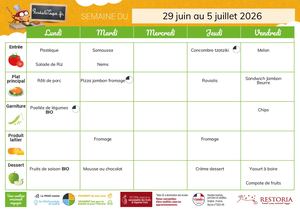 Menu restaurant scolaire Saint-Georges de Montaigu