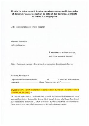 Modele De Lettre Prolongation Des Delais # Marche Prive