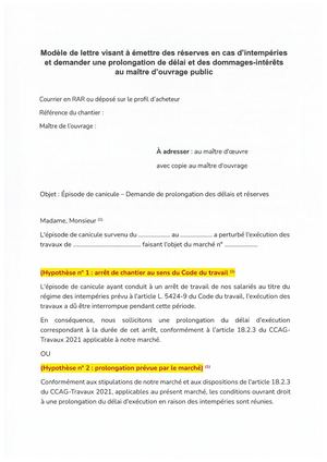 Modele De Lettre Prolongation Des Delais # Marche Public (002)