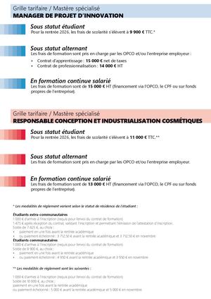 Grille Tarifaire Mastères Spécialisés