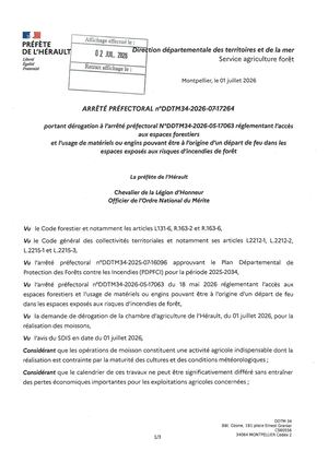 Arrêté préfectoral 02 07 2026