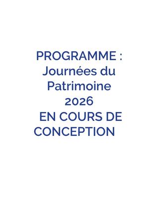 Journées du Patrimoine 2026