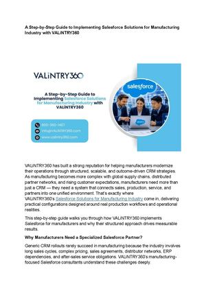 Salesforce Solutions For Manufacturing Industry