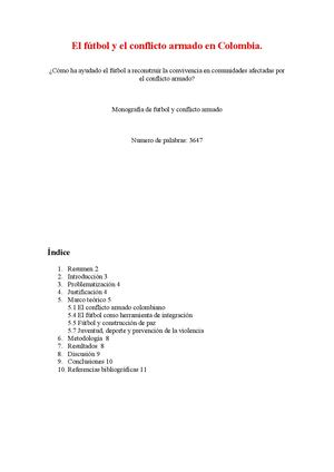 Conflicto Armado Y Fútbol