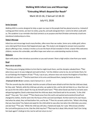 Walking With Infant Loss And Miscarriage July 5 2026