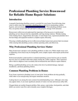 Professional Plumbing Service Brownwood For Reliable Home Repair Solutions