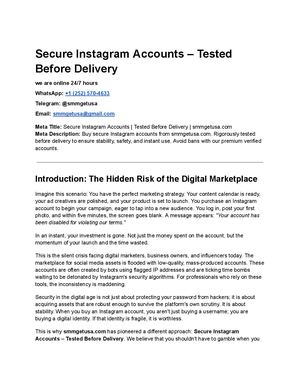 Secure Instagram Accounts – Tested Before Delivery