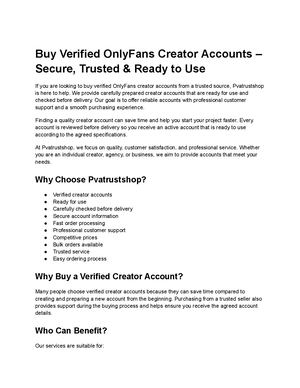Buy Verified Only Fans Creator Accounts