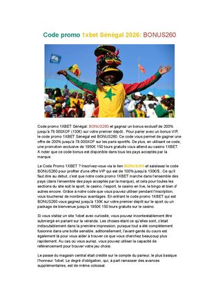 Code Promo 1xbet Sénégal 2026: Bonus260