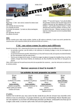 La Gazette des Bois N°8 Juillet