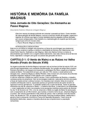 História Da Família Magnus Por Autor Paulo Ricardo Magnus Cardoso