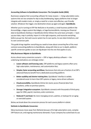 Accounting Software To Quick Books Conversion
