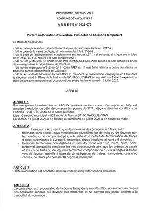 Arrêté Camping 11 Juillet