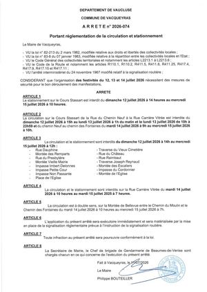 Arrêté Fête Des Vins 2026