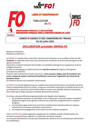 ARS OCCITANIE Déclaration préalable FO 02 07 26