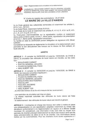 26 AT 0630 Réglementation Du Stationnement De La Circulation Bld Carnot & Autre Du 04 05 2026 Au 18 05 2026  - Publiée Le 03 07 2026