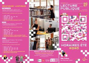Horaires été 2026 - Réseau Lecture publique