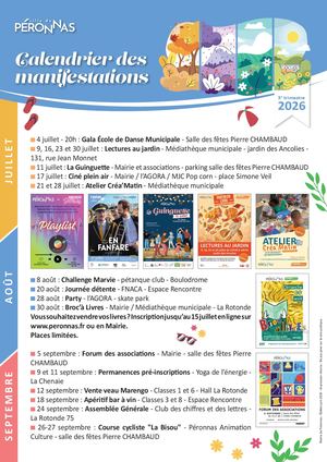 Calendrier Manifs Péronnas 3e Trimestre 2026