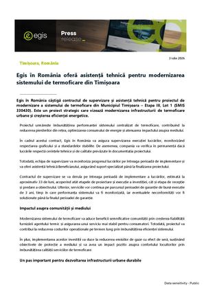 Press Release Timisoara Heating Ro Egis 030726