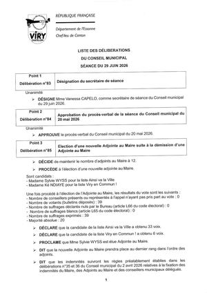 Liste des délibérations 29 06 26