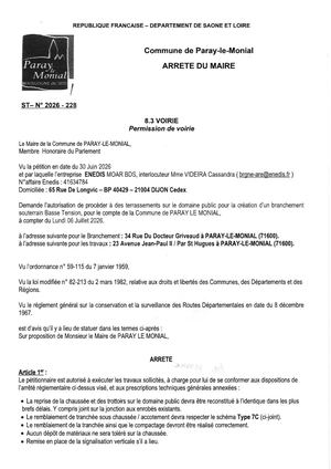 PERMISSION DE VOIRIE