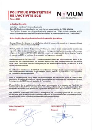 I DIRE 013 Ind A Politique D'entretien De L'activité ECE 2026