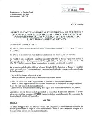 Mainlevée arrêté 11 et 13 rue Jean Moulin