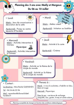 Planning Semaine 1