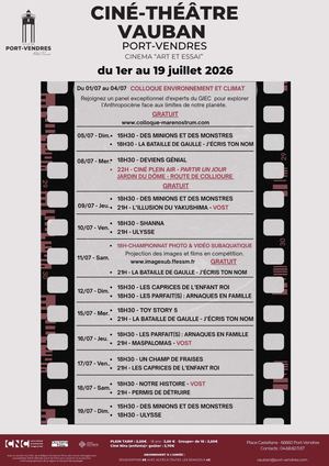 Programme Cinéma 01 Juillet - 19 Juillet 2026