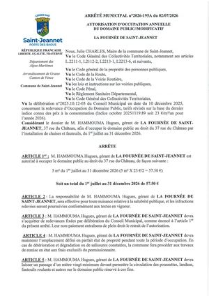 Am N°2026 195a Odp Annuelle 2026 La Fournée De Saint Jeannet Modificatif