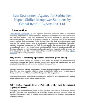 Best Recruitment Agency For Serbia From Nepal Ready Blog