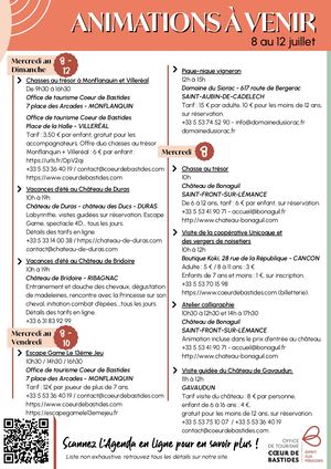 Animations du 8 au 12 Juillet 2026