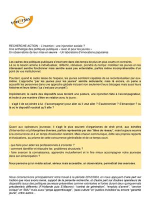 Recherche Action Traverses Parcours