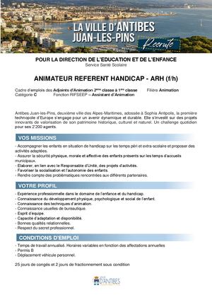 Annonce Animateur référent handicap - ARH