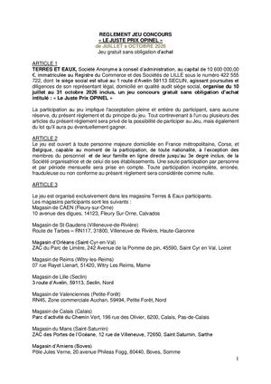 Reglement Jeu Concours Opinel X Terres Et Eaux 2026 Juste Prix