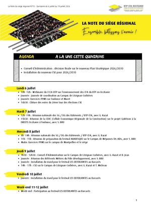 Note Du Siège Régional N°15