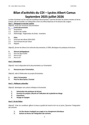 Bilan CDI 2025-2026
