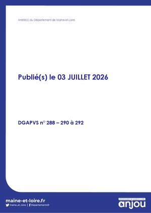 03 Juillet 2026 - Arretes Pvs 288 292