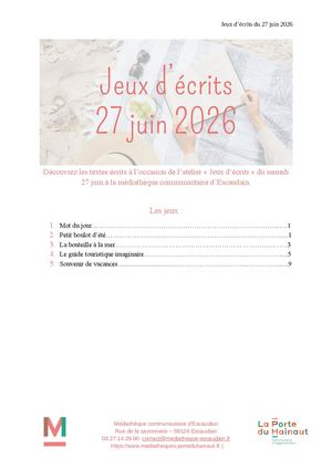 Jeux d'écrits du mois de juin