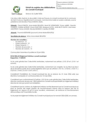 Conseil Municipal Du 2 Juillet 2026