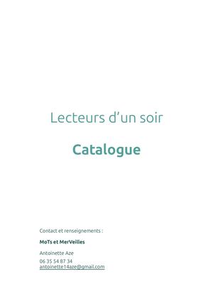 Catalogue Lecteurs D'un Soir