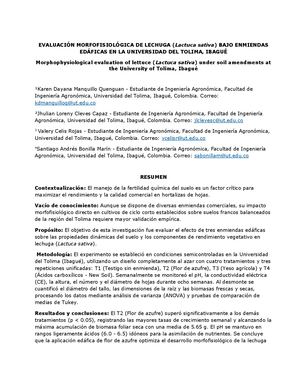 Artículo Cientifico Experimento De Lechugas