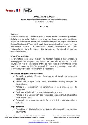 Appel à candidature prestataire appui aux médiathéques