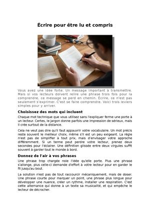 Écrire pour être lu et compris
