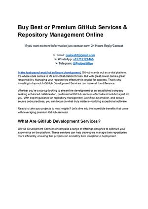 Buy Best Or Premium Git Hub Services & Repository Management Online